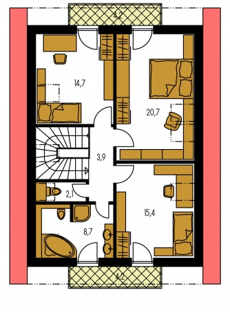 Image miroir | Plan de sol du premier étage - KOMPAKT 43
